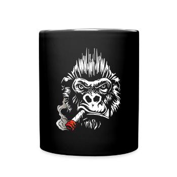 Gorilla raucht Zigarre, Big Boss T-Shirt Geschenk - Tasse einfarbig - Schwarz - Vorne