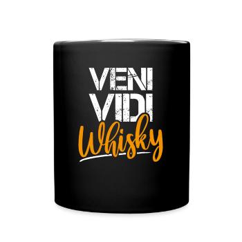 lustiges Veni Vidi Whisky Statement Shirt Bourbon - Tasse einfarbig - Schwarz - Vorne