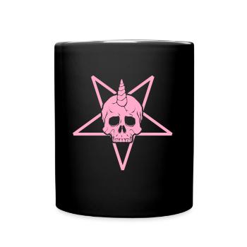 Girl Metal Black Pink Pentacle Skull - Full Colour Mug - black - Front