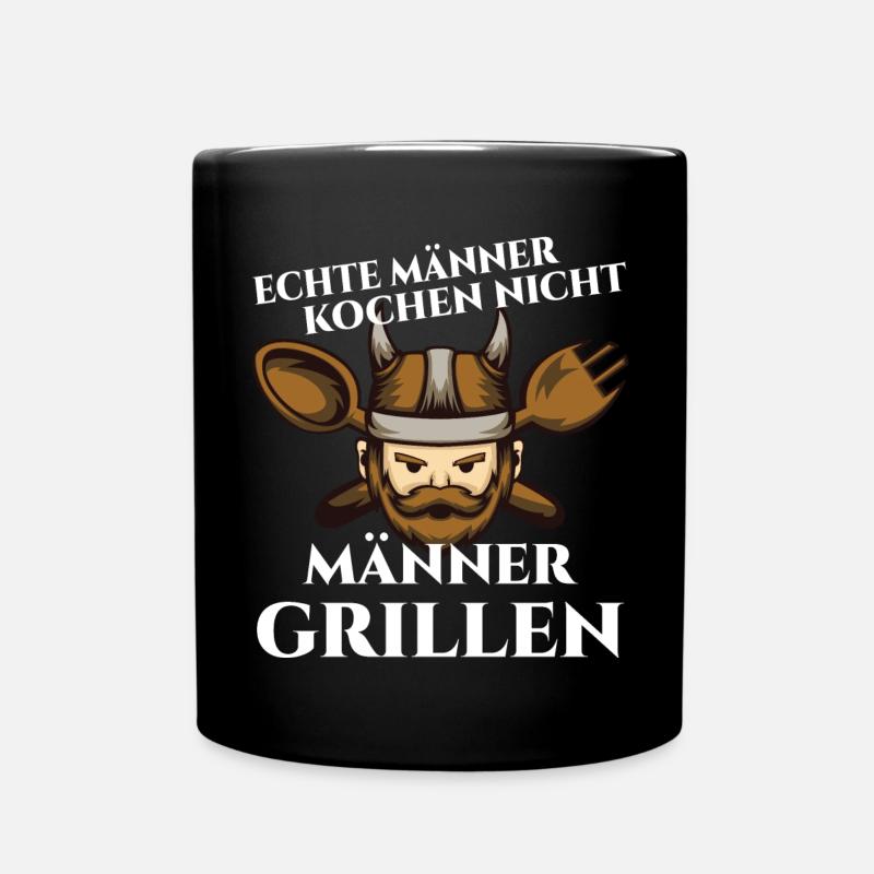 Men, barbecue - Full Colour Mug - black