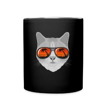 Cat with sunglasses glasses gift - Full Colour Mug - black - Front