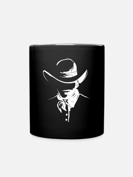 Cowboy with Western hat - Full Colour Mug - black