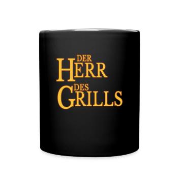 Der Herr des Grills lustiger Spruch grillen - Tasse einfarbig - Schwarz - Vorne