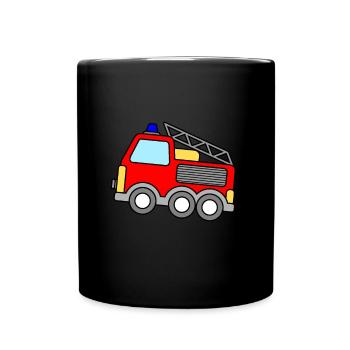 Fire Truck Children Fire Brigade Gift - Full Colour Mug - black - Front