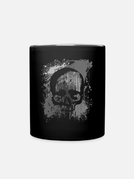 Skull on color spots | Skull splotches - Full Colour Mug - black
