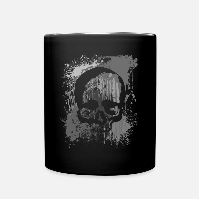 Skull on color spots | Skull splotches - Full Colour Mug - black