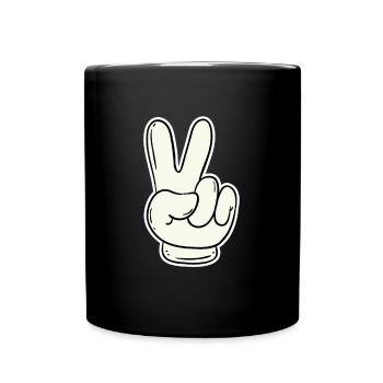Handzeichen Victory & Peace - Tasse einfarbig - Schwarz - Vorne