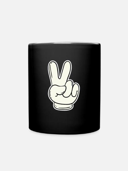 Handzeichen Victory & Peace - Tasse einfarbig - Schwarz