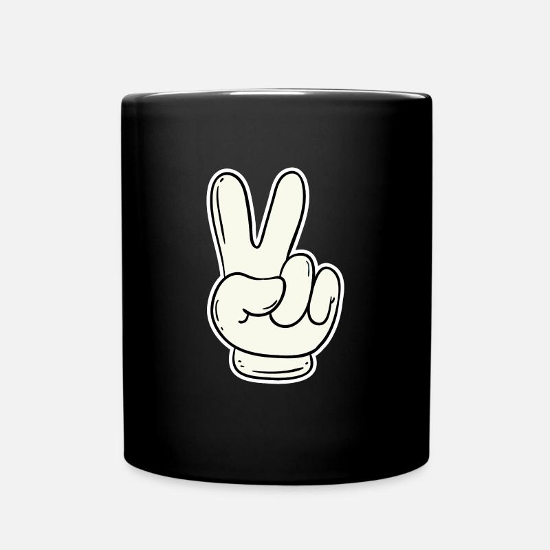 Handzeichen Victory & Peace - Tasse einfarbig - Schwarz