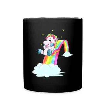 Licorne mignonne glissant sur l'idée cadeau - Mug uni - noir - Devant