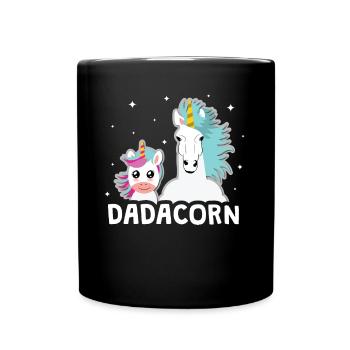 Einhorn Dadacorn Vater Geschenkidee - Tasse einfarbig - Schwarz - Vorne