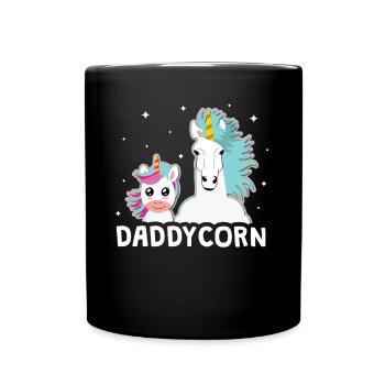 Einhorn Daddycorn Vater Geschenkidee - Tasse einfarbig - Schwarz - Vorne