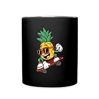 Cool pineapple is skateboarding - Full Colour Mug - black - Front