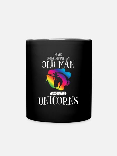 Idée de cadeau pour les amoureux de la Licorne Vieil homme Licorne - Mug uni - noir