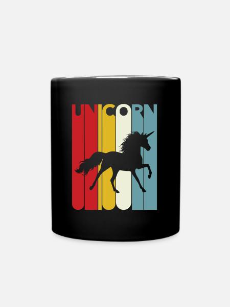 Unicorn Retro Design Unicorn Lover Gift Idea - Full Colour Mug - black