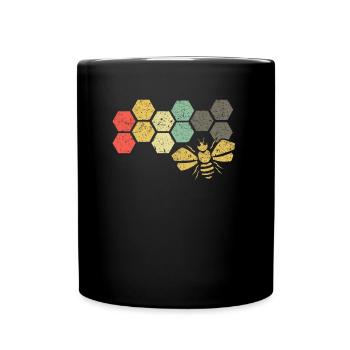 Cadeau d'apiculteur vintage en nid d'abeille rétro abeille - Mug uni - noir - Devant