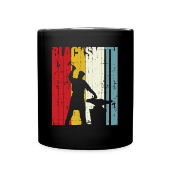 Retro Blacksmith Gift Blacksmithing Forging Forge - Full Colour Mug - black - Front