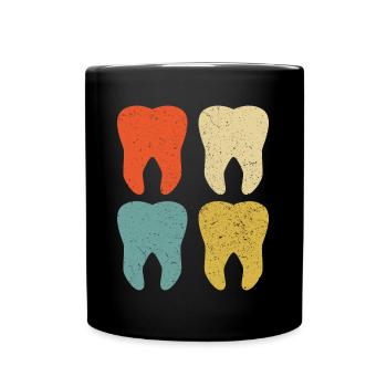 Weinlese-Zahnarzt Dental Hygienist Hygiene - Tasse einfarbig - Schwarz - Vorne