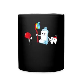 Zahnpasta Zahnbürste Zahnarzt Zahnarzthelfer - Tasse einfarbig - Schwarz - Vorne