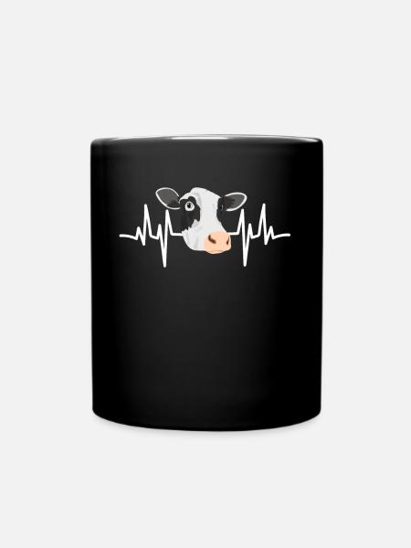 Kuh-Herzschlag-Hirtenlandwirt Farming Farm EKG - Tasse einfarbig - Schwarz