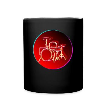 Retro Drums Drummer Gift Drumming 70s 80s Neon - Full Colour Mug - black - Front
