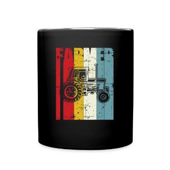 Rétro Agriculteur Cadeau Agricole Tracteur Vintage 70s 80s - Mug uni - noir - Devant