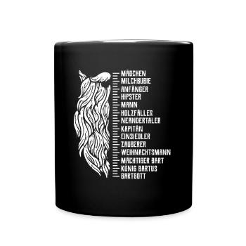 Bart Barträger Lineal Skala Vollbart Geschenk - Tasse einfarbig - Schwarz - Vorne