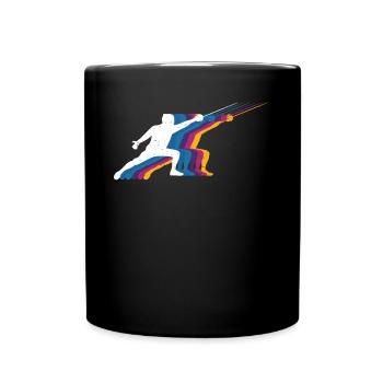 Vintage Fencing Sunset Sport Fencer Gift Epee - Full Colour Mug - black - Front