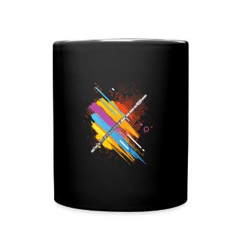 Flutist Transverse Flute Player Flautist Flute Art - Full Colour Mug - black - Front