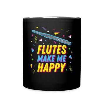 Flûtiste de flûte traversière rétro des années 90 me rend heureux - Mug uni - noir - Devant
