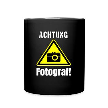 Achtung Fotograf - Tasse einfarbig - Schwarz - Vorne