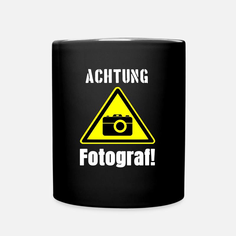 Achtung Fotograf - Tasse einfarbig - Schwarz