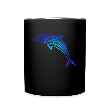 Tribal Dolphin Hawaii Islander Polynesian Maori - Full Colour Mug - black - Front