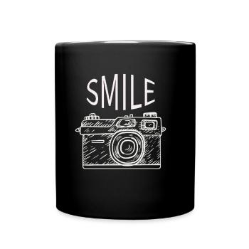 Smile Fotoapparat Lustig Geschenkidee - Tasse einfarbig - Schwarz - Vorne