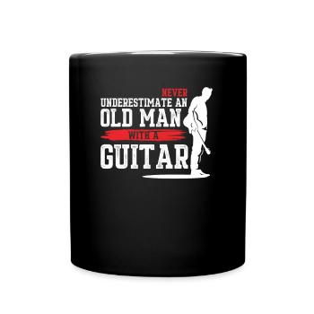 Guitariste guitariste basse électrique vieil homme - Mug uni - noir - Devant