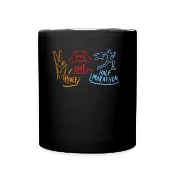 Peace Love Half Marathon Marathoner Gift Idea - Full Colour Mug - black - Front