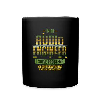 Ingénieur du son, je résous les problèmes Gift Audio - Mug uni - noir - Devant
