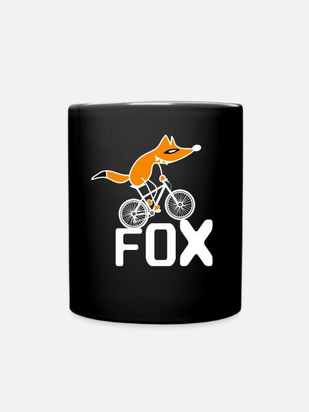 Clever Fox drives Bike Fox on BMX - Full Colour Mug - black