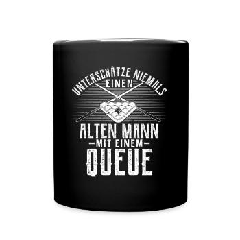 Billard Poolbillard Snooker Queue EKG Geschenk - Tasse einfarbig - Schwarz - Vorne