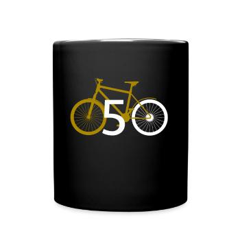 50 50. fünfzig Geburtstag Fahrrad Geschenk - Tasse einfarbig - Schwarz - Vorne