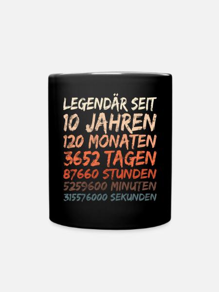 10th birthday - Legendary for 10 years - Full Colour Mug - black