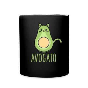 Cute Funny Avocado Cat Kawaii Avogato Cinco De - Full Colour Mug - black - Front