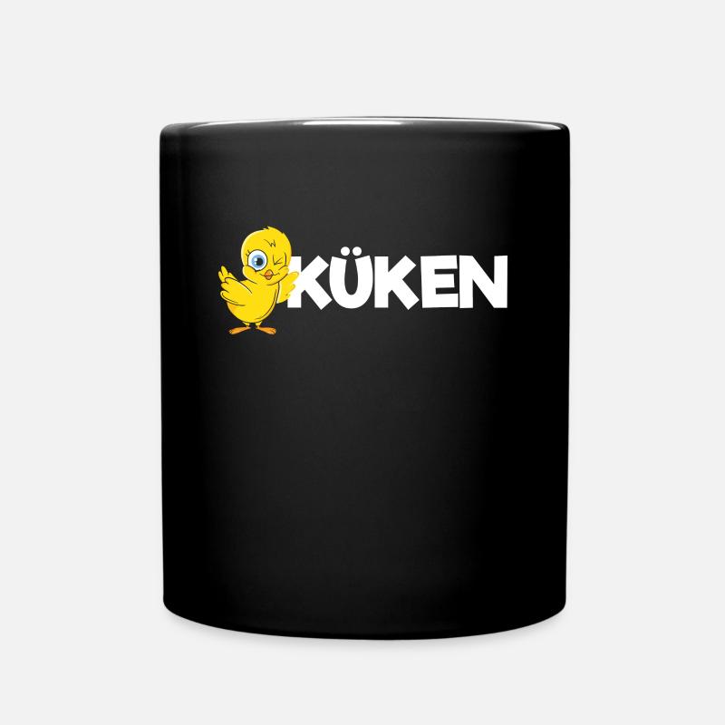 Niedliches Küken mit Schriftzug - Tasse einfarbig - Schwarz