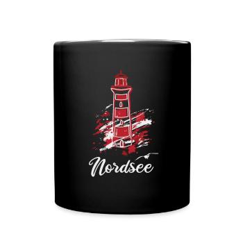 Nordsee Leuchtturm Urlaub Ausflug - Tasse einfarbig - Schwarz - Vorne