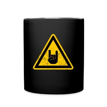 Cadeau drôle de main Metal Black Black frites - Mug uni - noir - Devant