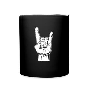 Cadeau drôle de main Metal Black Black frites - Mug uni - noir - Devant