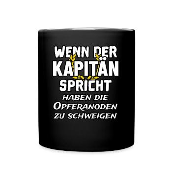 Kapitän und Opferanode lustiger Spruch Shirt - Tasse einfarbig - Schwarz - Vorne