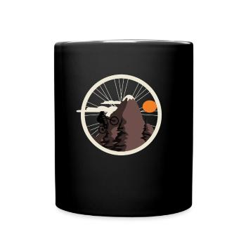 Fahrrad Rad Berg Natur Tour Mountainbiker Geschenk - Tasse einfarbig - Schwarz - Vorne