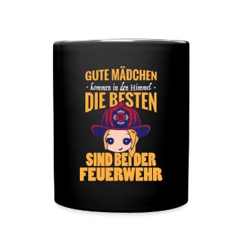 Besten Mädchen bei der Feuerwehr - Tasse einfarbig - Schwarz - Vorne