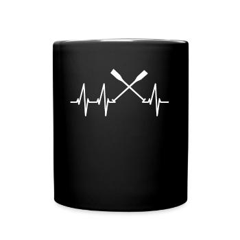 heartbeat oars rowboat water sports - Full Colour Mug - black - Front
